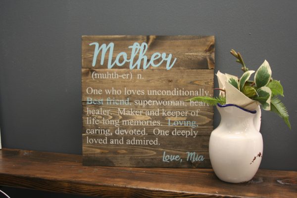 definition of mother sign on wood