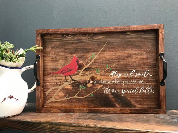 cardinal wooden tray