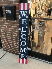 welcome starts and stripes wood sign