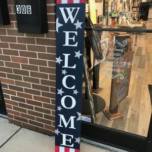 welcome starts and stripes wood sign