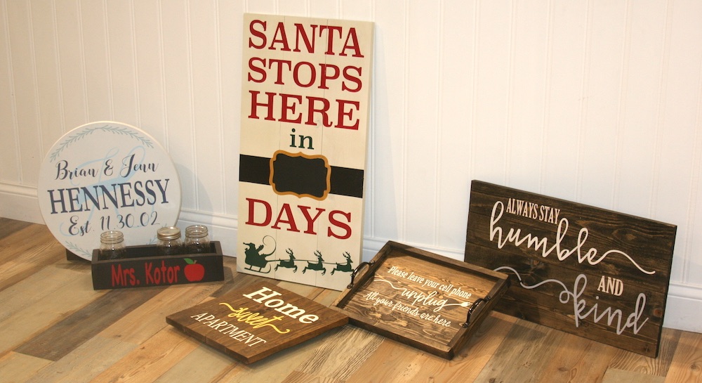 Custom wood signs sold by the henn house
