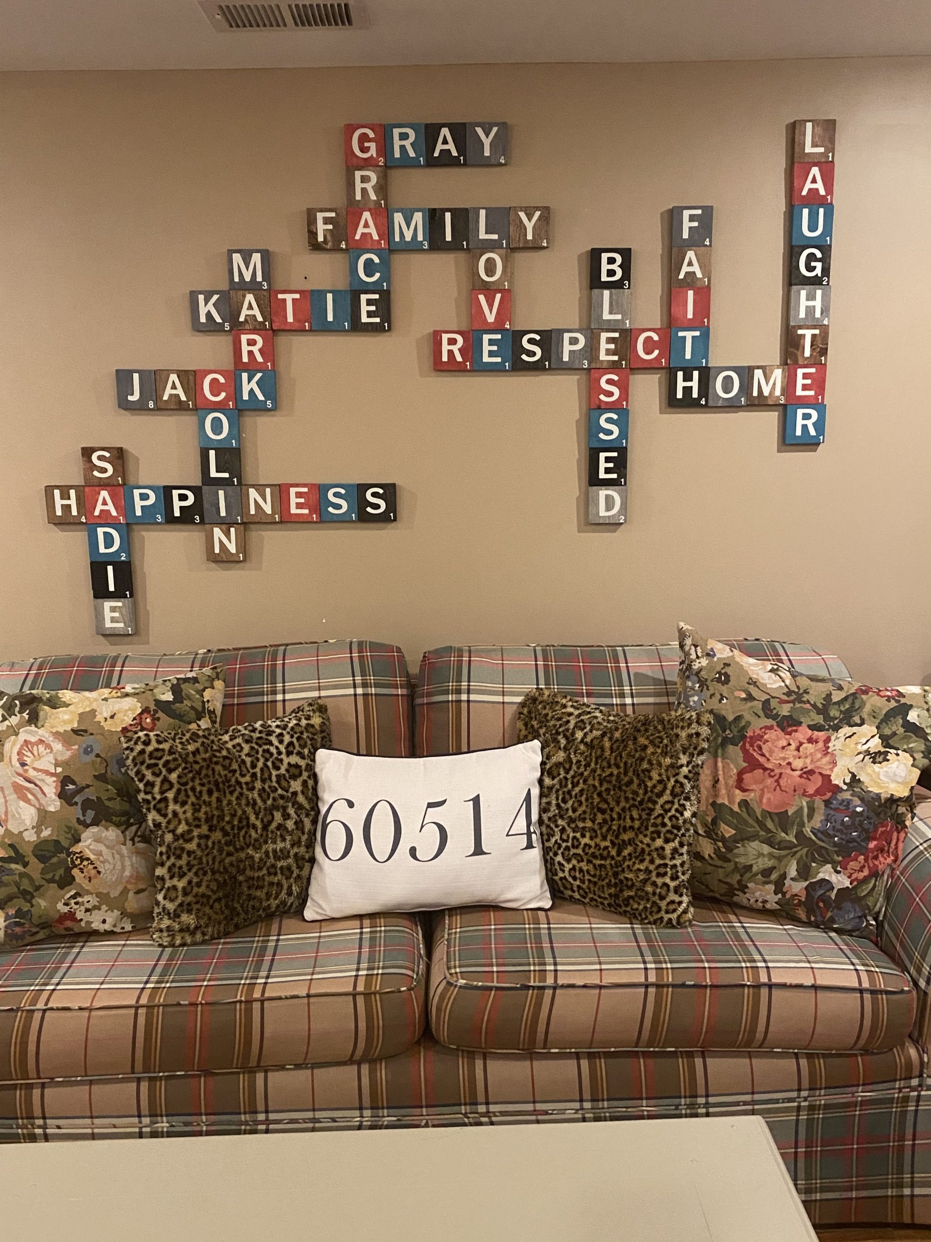or family room kids room A great design for any game room Family Scrabble Wall Hanging